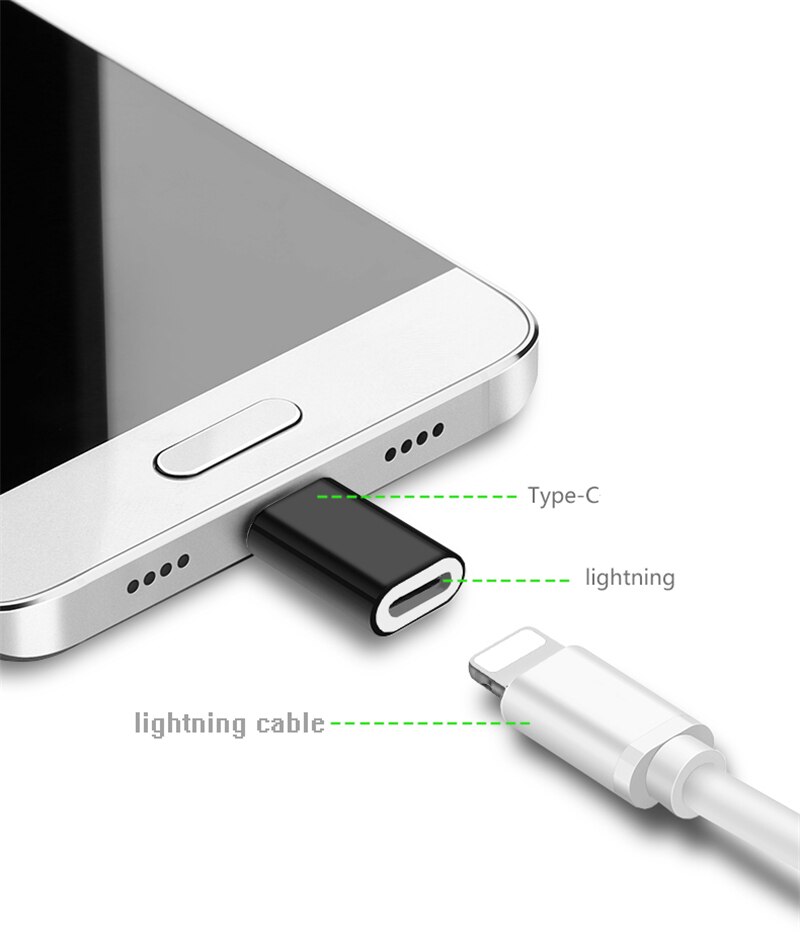 Para iluminación de 8 pines a USB C tipo-c Cable adaptador cargador conector de carga para Samsung S9 S8 Plus Huawei P20 Pro Mate 20 10 Lite