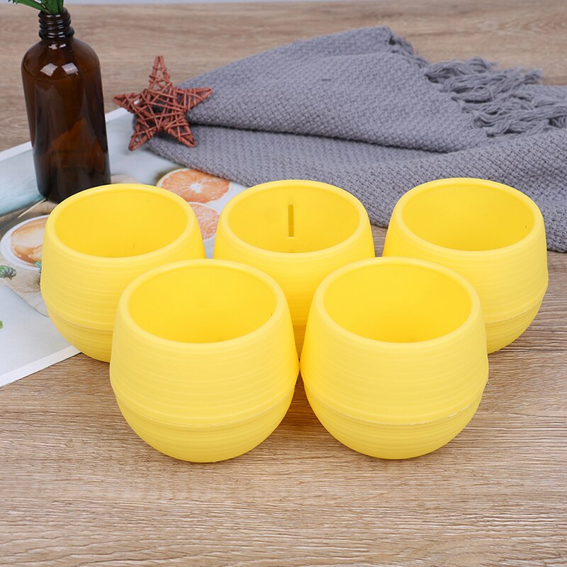 5Pcs Vasi di Fiori Mini Rotonda di Plastica Vaso di Fiori Vivaio Vaso di Fiori Bonsai Fioriera Vivaio di Complementi Arredo Casa: YELLOW