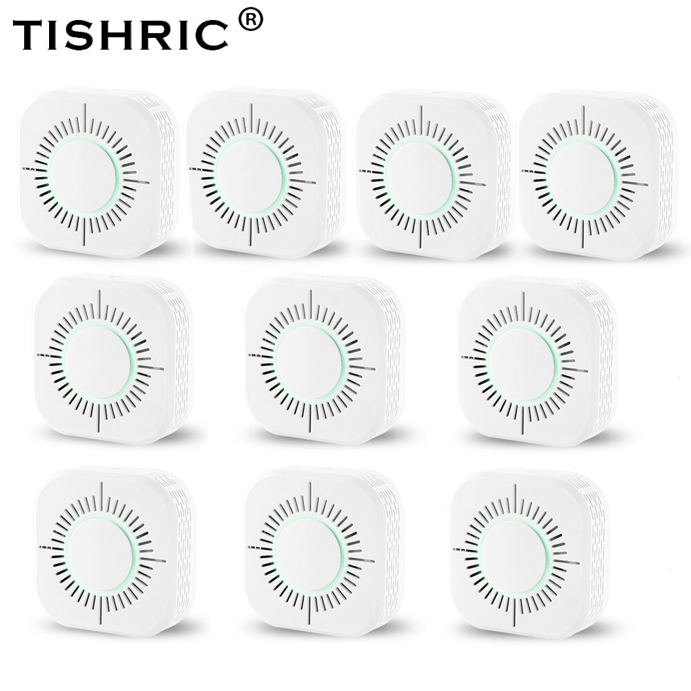 TISHRIC 433MHz Wireless Smoke Sensor Detector Protection Smoke Detector Fire Alarm System Security Work with Sonoff RF Bridge