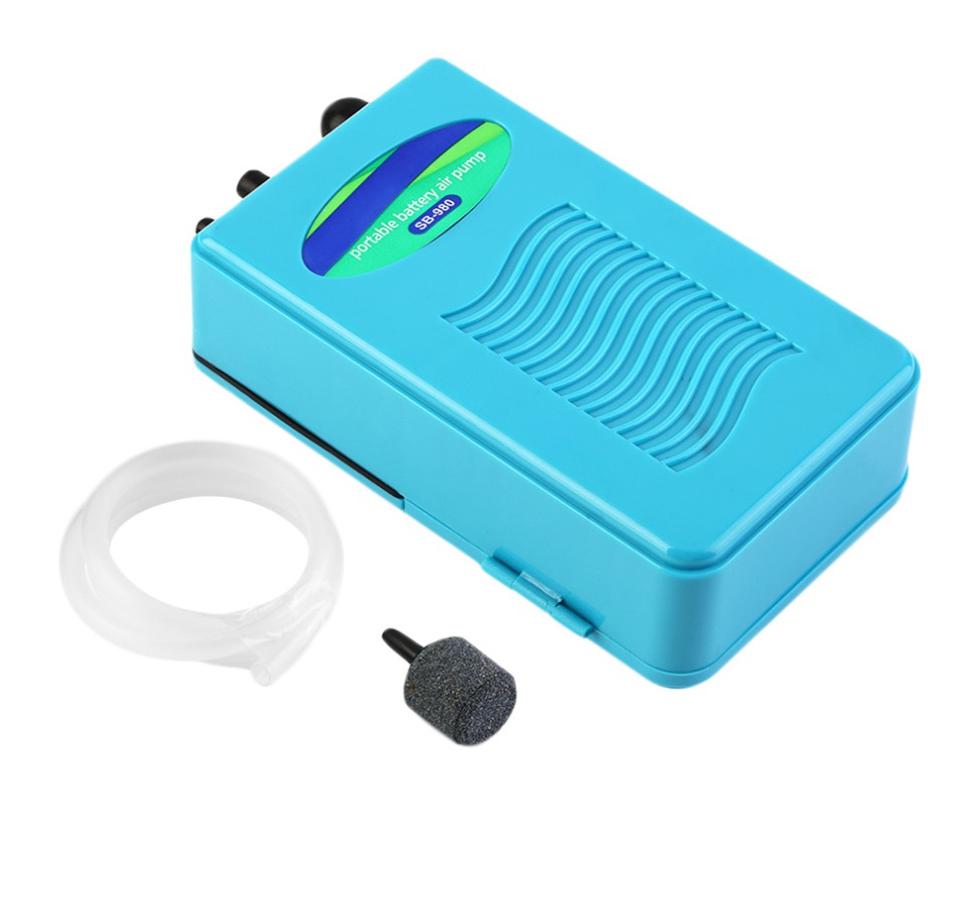 Battery Power Aquarium Air Pump Emergency Backup Fish Tank Air Pump Aquatic Air Compressor Portable Outdoor Fishing Oxygen Pump: Blue