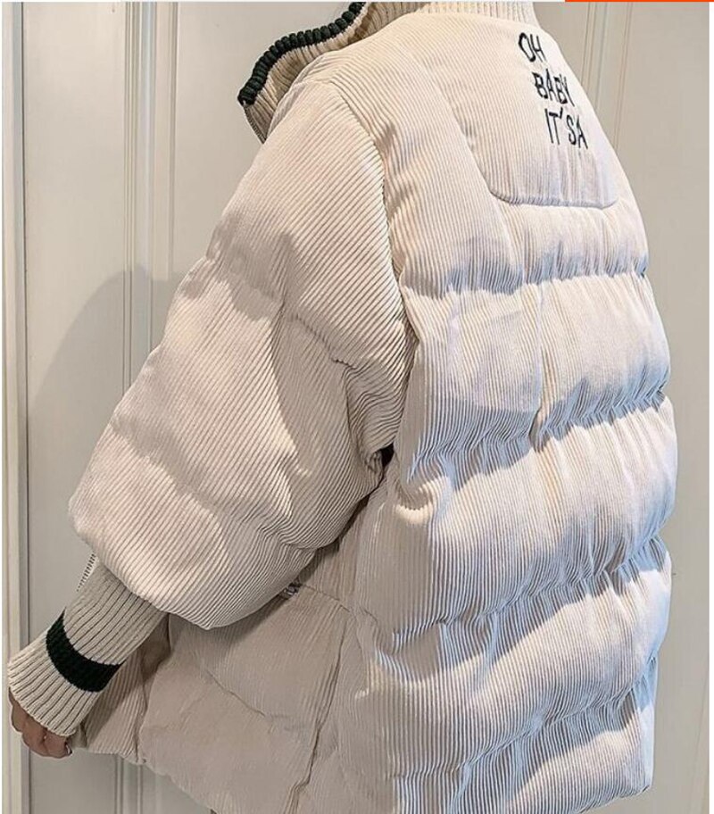 Winterjas dames dons parka jassen dames lange mouwen warme katoenen donsjas jassen tops: Beige / Xl