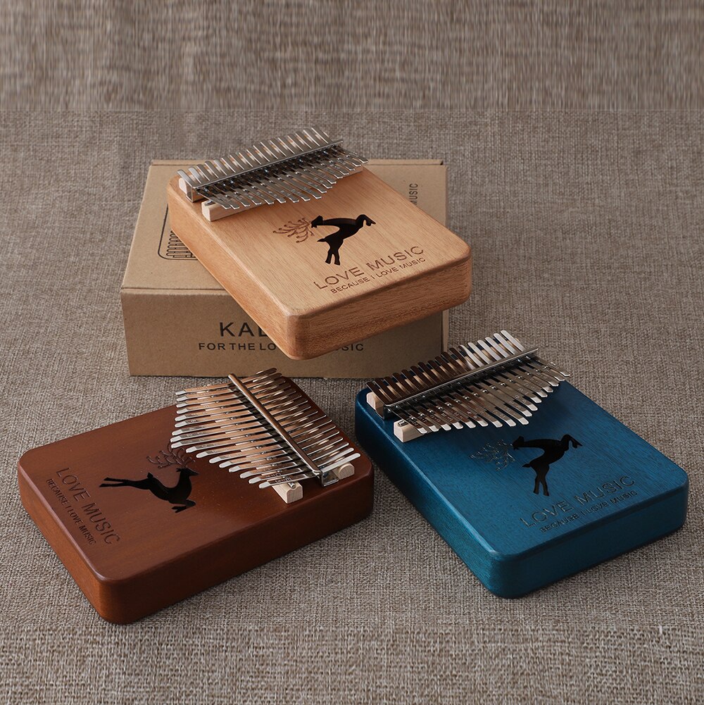 Kalimba 17 Key Finger Thumb Piano Music Box Mbira Mini Calimba Musical Instrument Mahogany Wooden Africa 30 key Machine 21 Keys: 02  remark color