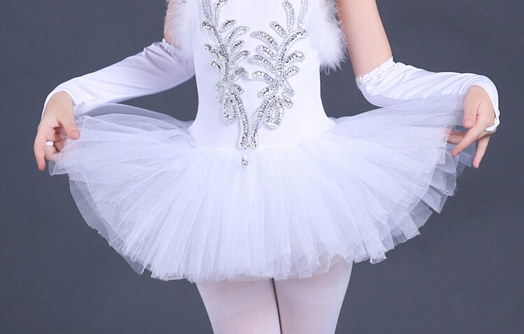 Girls Ballerina Dress Kids White Swan Lake Ballet Costumes Children Strap Dance Wear