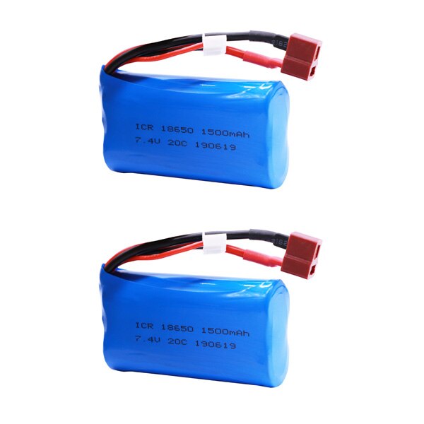 5Pcs Lipo Batterij Voor Wltoys 12428 12401 12402 12403 12404 12423 FY-03 FY01 FY02 Rc Speelgoed Batterij Onderdelen 7.4V 1500Mah 18650 T Plug: 2PCS