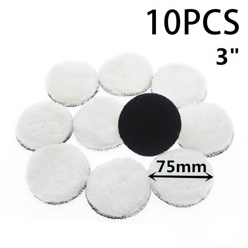 10pcs 3-Inch 75mm Car Polish Pad Circle Artificial Wool Buffing Polishing Buffer Pad Rotating Tools Kit For Car Waxing Polishing