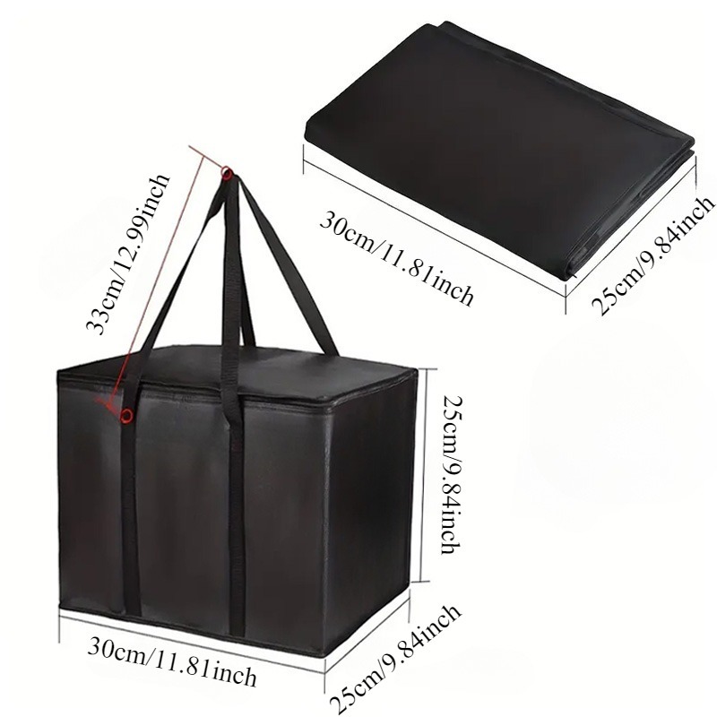 1PC Schwarz Isolierte Thermische Kühltasche Getränke Lagerung Große Gekühlte Tasche Tragbare Zip Picknick Zinn Folie Lebensmittel Panier Repas