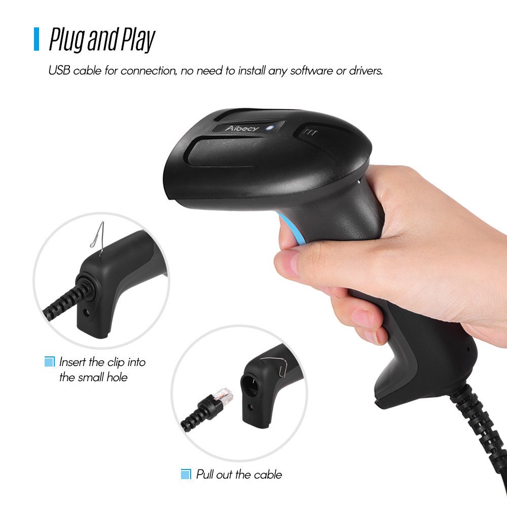 Aibecy Handheld 3-in-1 Barcode Scanner BT&2.4G Wireless & Wired 1D 2D Bar Code Reader with Receiver USB Cable for Mobile Payment