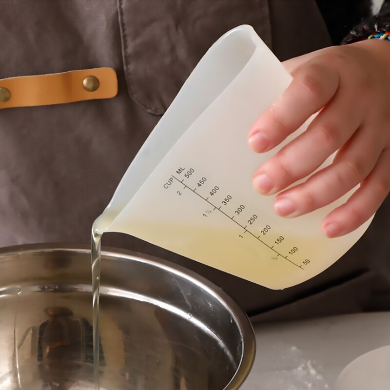 500ml Silicone Measuring Cup Butter Water Liquid Measure Cup Jug Flexible Silicone Cup Cooking For Kitchen Measuring Tools