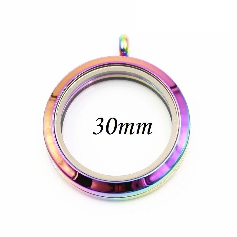 Edelstahl Medaillon Anhänger - 20-38mm - Twist Schraub-Charms - Runde Form - Trendiger Schmuck: Regenbogen 30mm