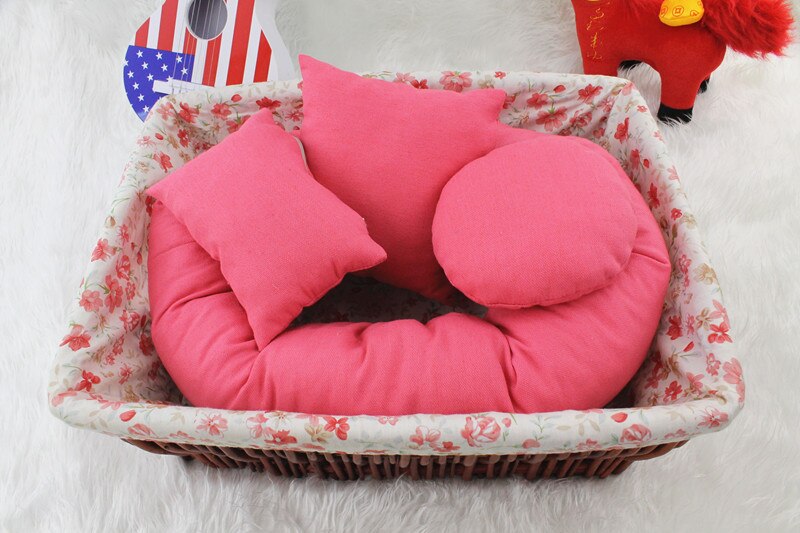 Newborn Photography Props Baby Breathable Donut Pillow Prop + 3 Color Modeling Pillows 0 - 3 Months Posing Pillows All Season: Watermelon Red