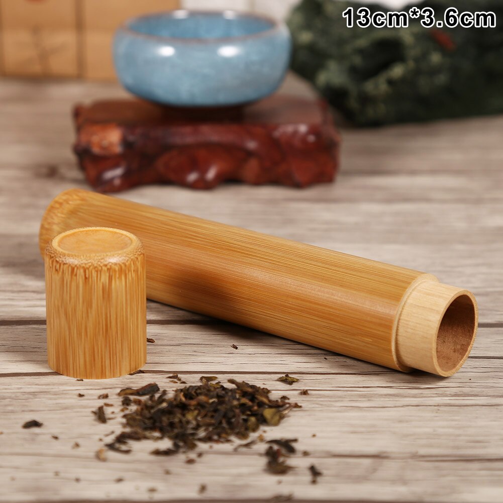 1 Pcs Bamboo Tube Tea Box Airtight Small Container Spices Storage Jar with Lid DTT88