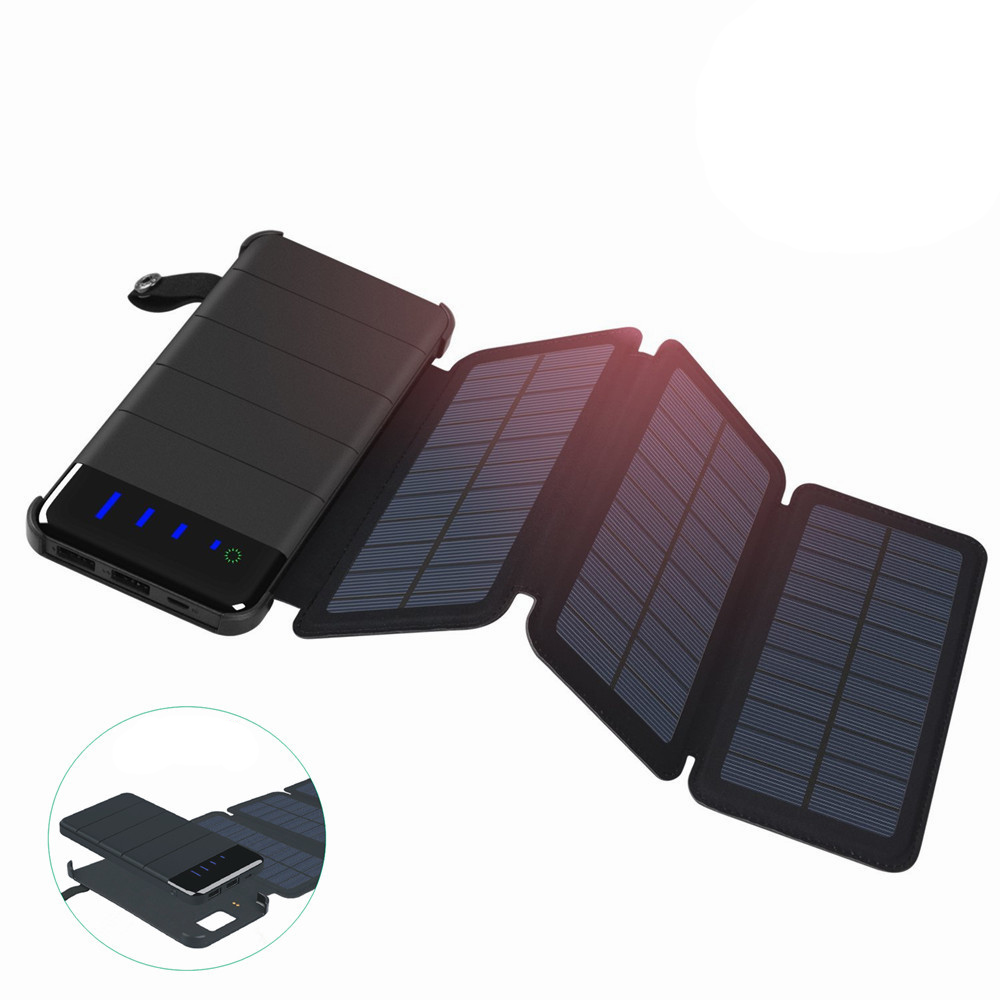 Power Bank solaire étanche 10000mah, chargeur de téléphone Portable, double USB, panneau solaire, batterie externe, lumière LED SOS