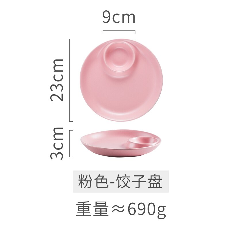 Ceramic Japanese Dumpling Plate With Seasoning Dish Sushi Fried Chicken Wing Snack Plate Home Dining Plate Kitchen Tableware: PINK