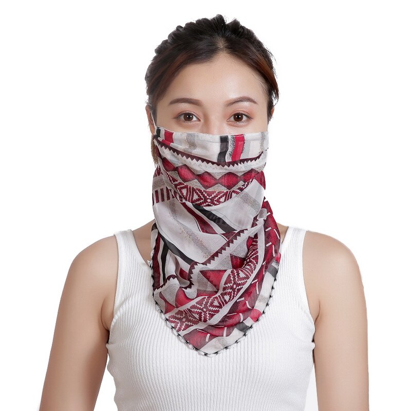 Women Choffin Face Mouth scarf Sun Protection Scarves Neck Cover Solid Hiking Riding Ring Wraps Desiner Print