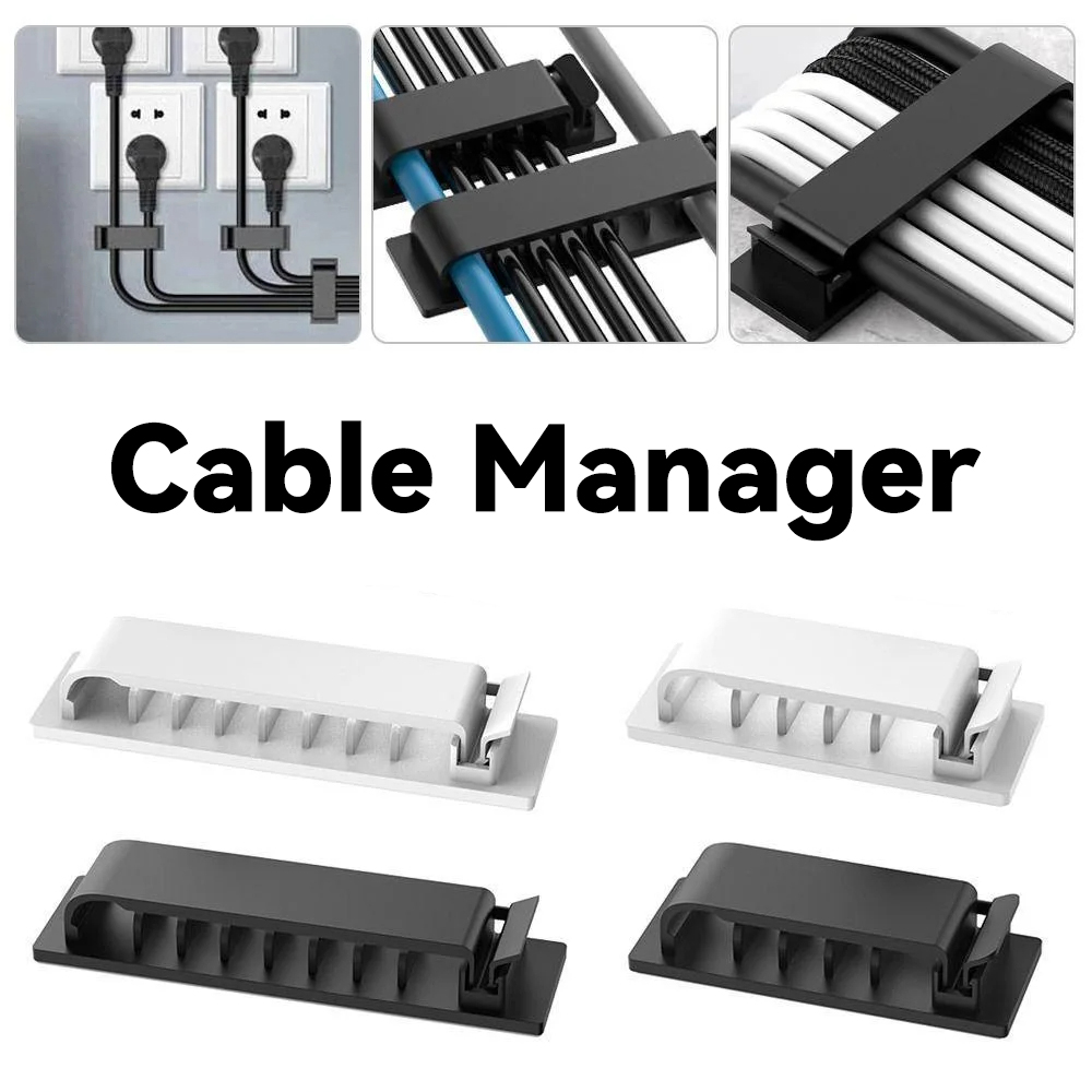 Organizador de Cables autoadhesivo, Clips de Cable USB, abrazadera de gestión de cables, soporte de Cable de pared de escritorio para el hogar y el coche, administrador de bobinadora de cables de carga