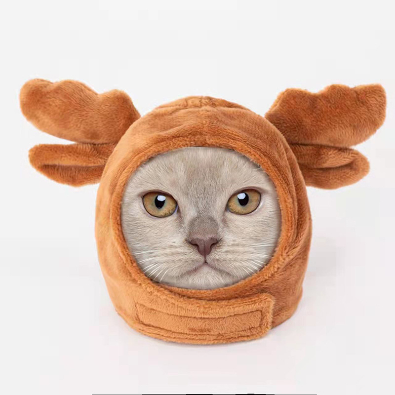 Chapeau d'animal mignon pour chiens, casquette de Costume en velours , accessoires pour chat moyen, bouledogue français, animal de compagnie, respirant, couvre-chef de noël pour chiot