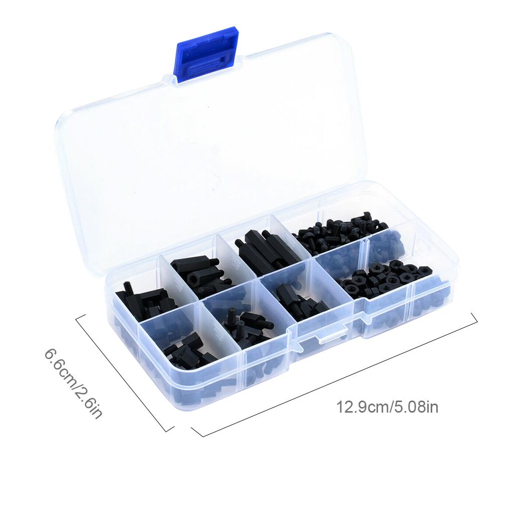 180pcs Plastic M3 Screw Combination Nylon Hexagon Washer Screw Nut Classification Kit Environmental Protection Durable Hardware