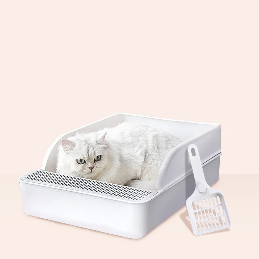 Litière Bac À Sable Chat Chats Plateau Nettoyage Sain et Respectueux de l'environnement PP Résine Semi-fermée Chaton Toilette Fournitures Pour Animaux de compagnie