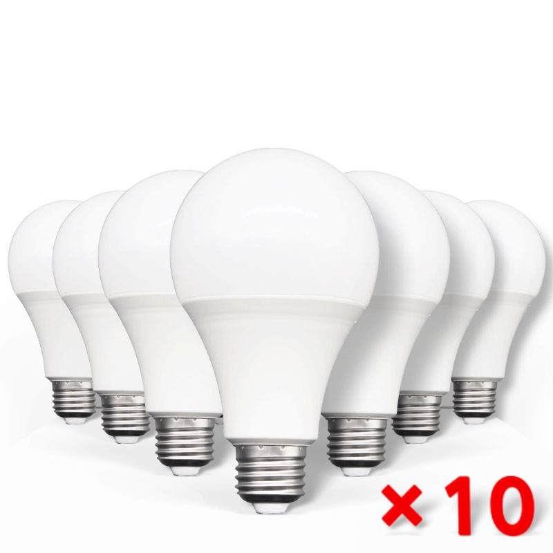 10 stk ledet pære lamper  e27 ac220v 240v lys pære ekte makt 20w 18w 15w 12w 9w 5w 3w lampada stue hjemme ledet bombilla