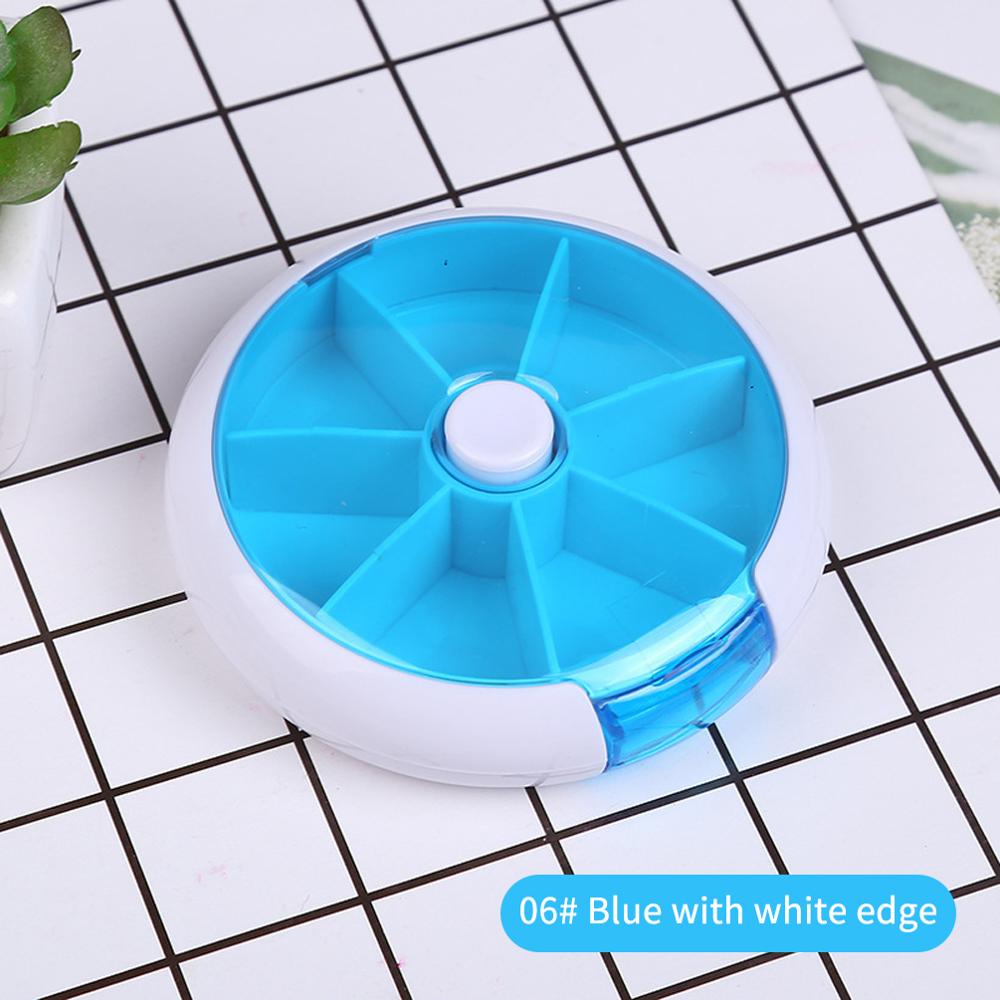 Weekly Rotating Pill Box Case Home First Aid Splitter Tablet Storage Organizer Medicine 7 Day Pill Container For Travel: Blue