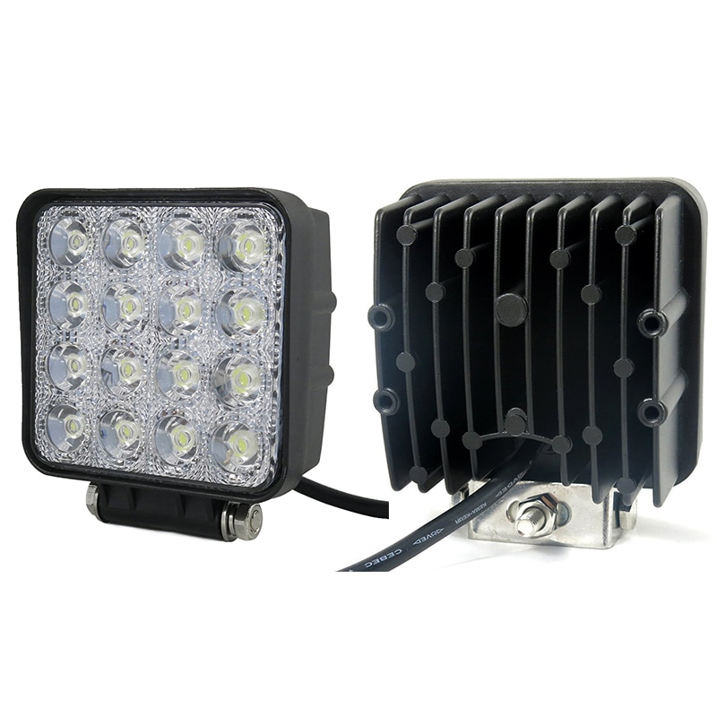 48W Vierkante Led Koplampen Mistlampen Werk Licht Spot Light Stofdicht Voor Jeep SUV/Truck/ ATV/Voertuigen/Marine
