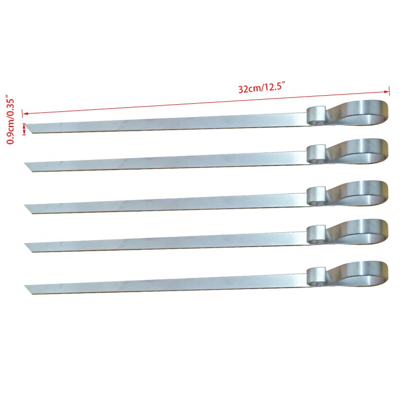 Stainless Steel Kabob Flat Skewer Premium Skewers set for Grill and BBQ Meat Metal Fork Barbecue Tool 6pcs 12.5inch 35cm