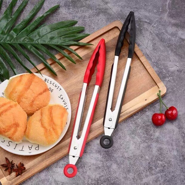 Silicone Food Tong Stainless Steel Kitchen Tongs Silicone Non-Slip Cooking Clip Clamp BBQ Salad Tools Kitchen Accessories