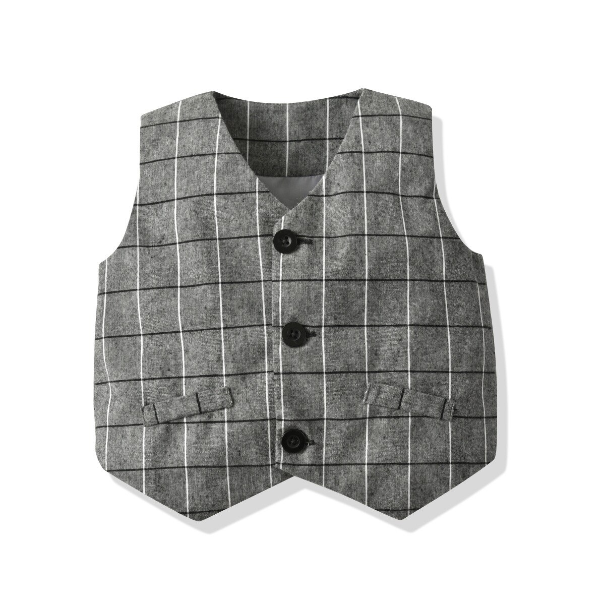 Engelsk stil småbørn drenge prins afslappet vest enkeltradet herrer bryllup plaid vest børn drenge tøj 1 2 3 4 5 6 y: Grå / 5t