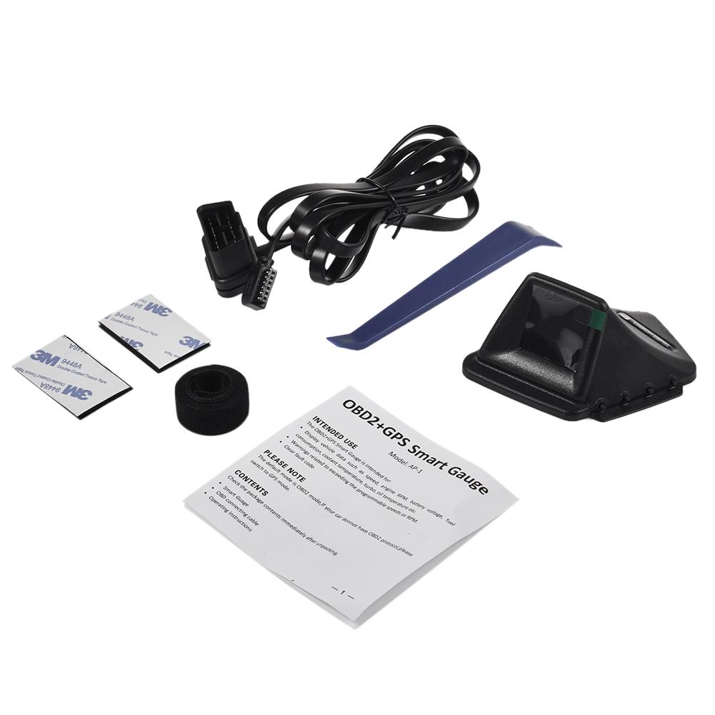 OBD GPS Dual System Hud Display Auto Kopf-up-Display Digitale GPS Lcd-computer-geschwindigkeitsmesser-grüne Überdrehzahl Alarm Auto Geschwindigkeit Projektor