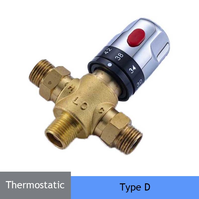 Chrome Thermostatic Brass Mixer Valve Brass Cartridge Mixer Valve Cold Water Temperature Control Mixer Bathroom Accessories: Type D