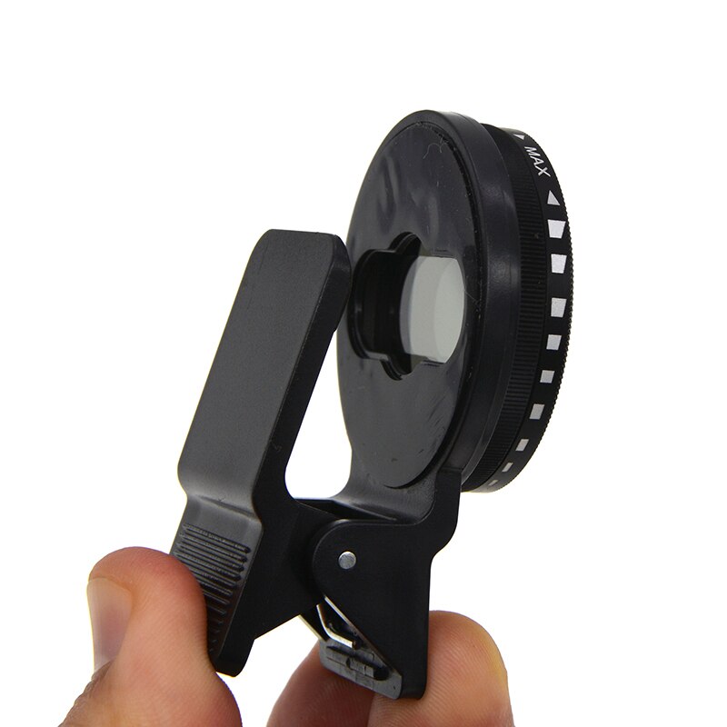 Adjustable 37mm Neutral Density Clipson ND2ND400 Phone Camera Filter Lens for Smartphone