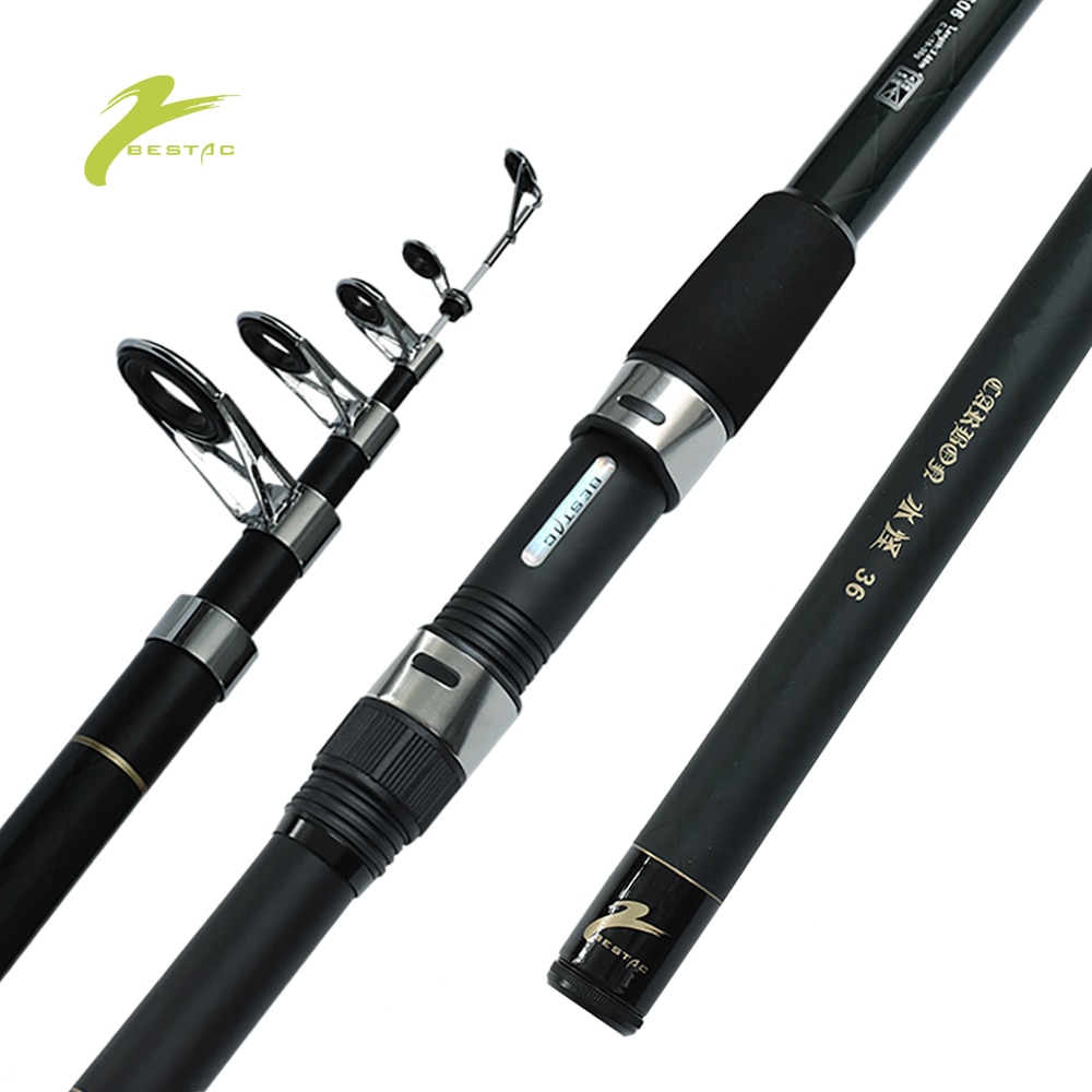 Kohlenstoff Teleskop Angelrute Tragbare Meer Stiefel Stange Lange Länge 2,7 m 3,0 m 3,3 m 3,6 m Surfcasting Dreh Angelrute BESTAC
