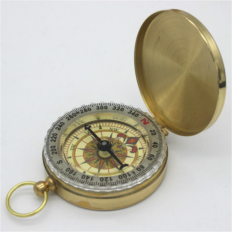 Outdoor Mountaineering Multifunctional Luminous Compass with Cover G50 Pure Copper Compass Pocket Watch Retro Flip Compass