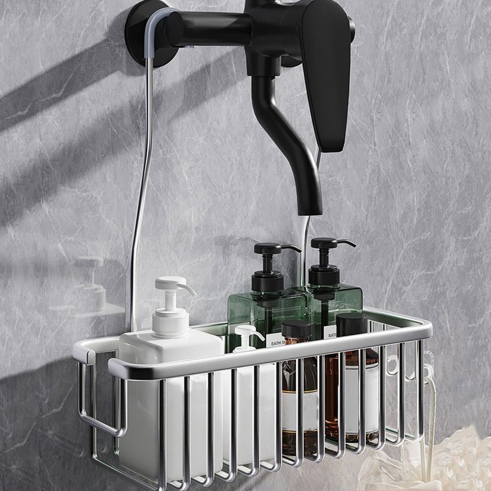 Cesta de ducha colgante plateada/negra/gris con ganchos, estante de almacenamiento de gran capacidad para baño, resistente al óxido, estante colgante para el hogar: Bronce