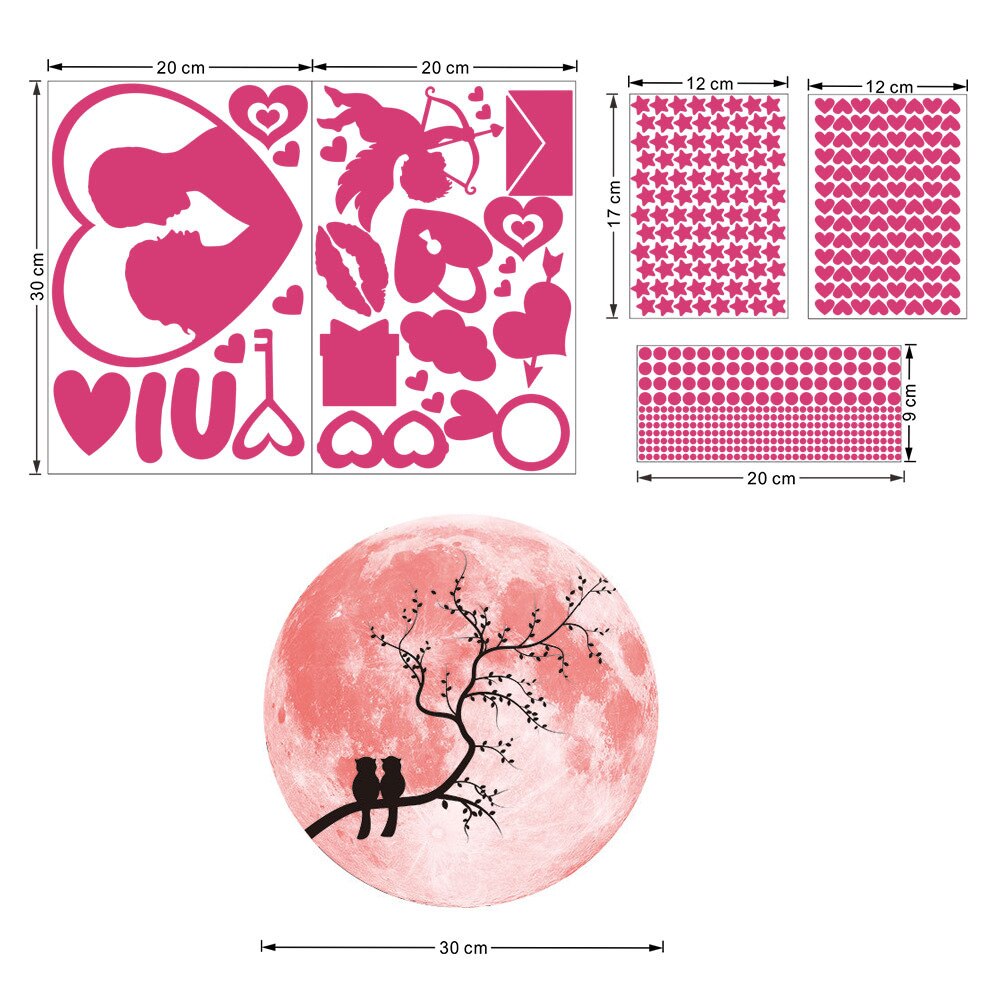 Autocollants fluorescents pour Couples, lettres d'amour qui brillent dans la nuit, pour de saint-valentin: love C