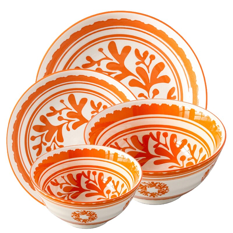 Assiette en céramique bol ensemble 4 pièces/Combo sous-glaçure forme ronde porcelaine vaisselle Support four lave-vaisselle CZY1017-4S: 12