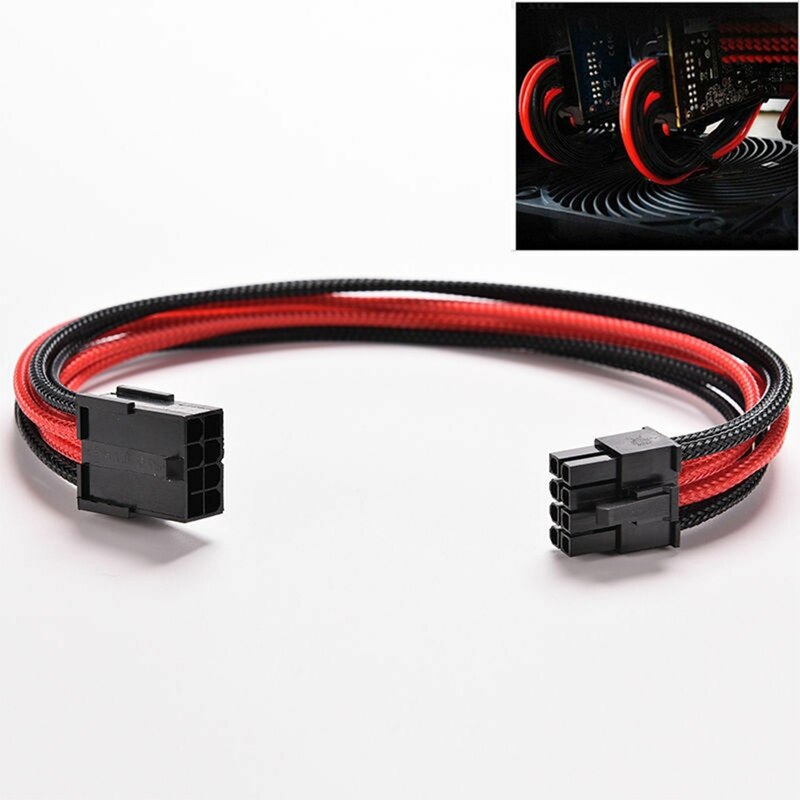 Câble d'extension d'alimentation pour carte ATX PSU, 8 broches à 6 broches + 2 broches de 30cm