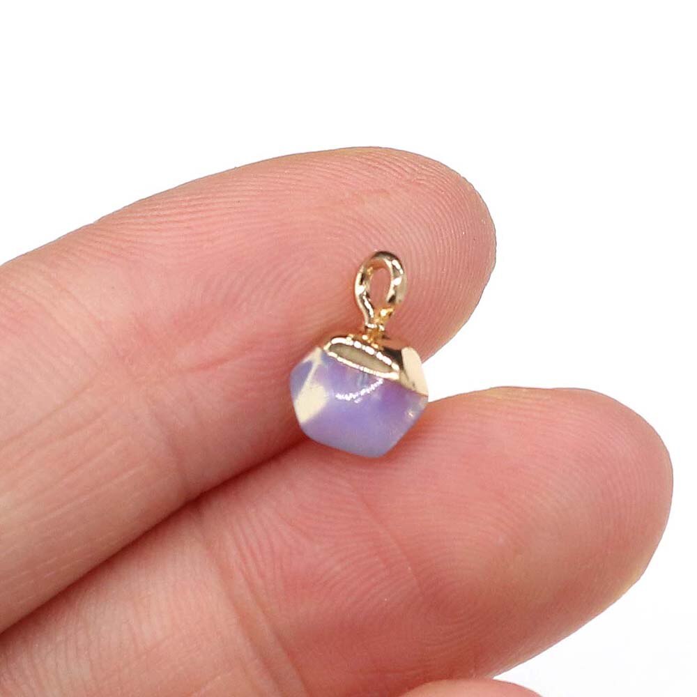 Natürliche Stein Anhänger unregelmäßige bilden Kleine facettiert Anhänger für Frauen Schmuck, sterben DIY Halskette Ohrringe 6x6mm 2Stck: Opal Stein