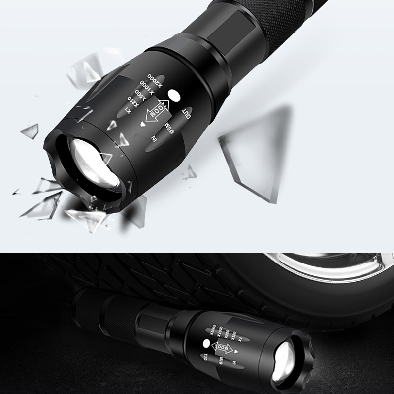 Ultra Bright Led flashlight T6&UV 395 LED Torch Light Camping light 5 Modes waterproof Zoomable Bicycle Light use 18650 battery
