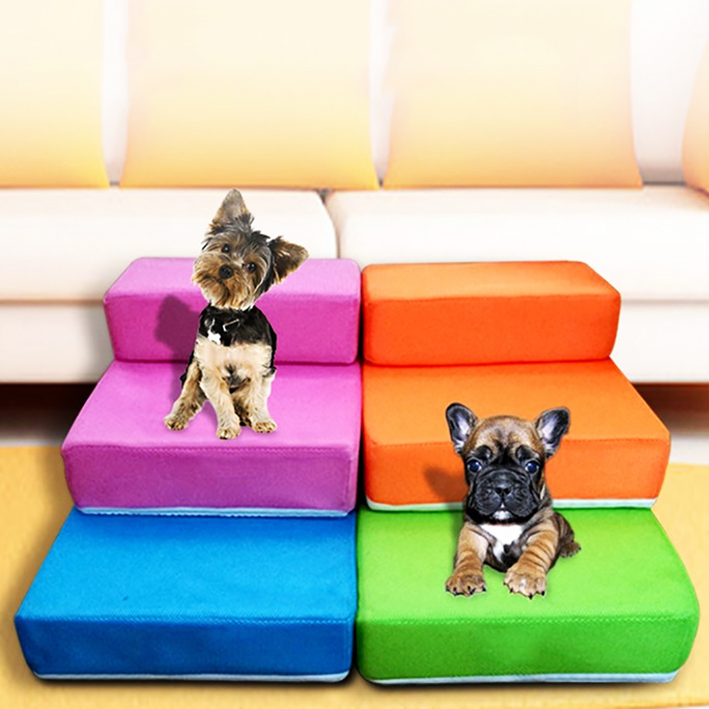 Portable 2-Step Mesh Folding Pet Dog Ramp Stairs Comfortable Puppy Animal Mat Bed House Cushion