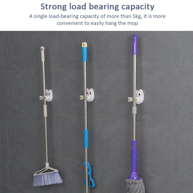 Wall Mounted Organizer Holder Suction Cup Nail Clip-mop Clip Brush Hook For Broom Storage Rack Bathroom Organizer Accessory