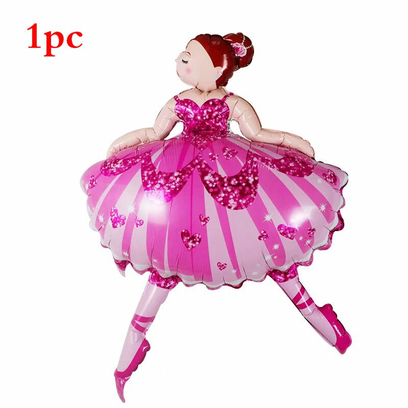 13Pcs 104*66Cm Shiny Ballerina Meisje Folie Ballonnen Set Balletdanser Helium Globos Meisjes Gelukkige Verjaardag Party decoratie Benodigdheden: 1pc pink