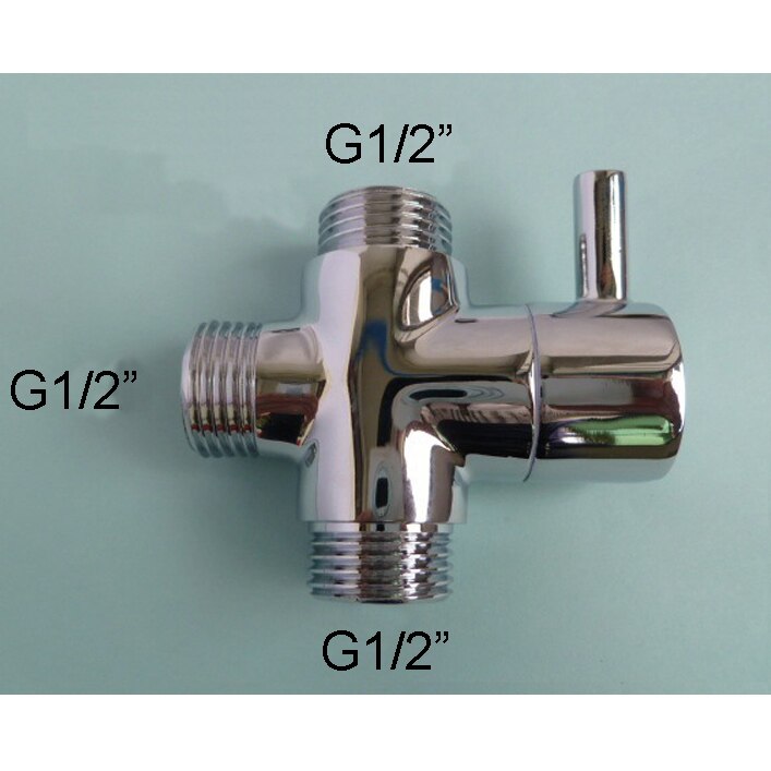 Vestudio Male G1/2" Brass Faucet T Adapter Chrome Plated Bathroom Shower Faucet Accessories Water Diverter 3 Way Filling Valve: Default Title