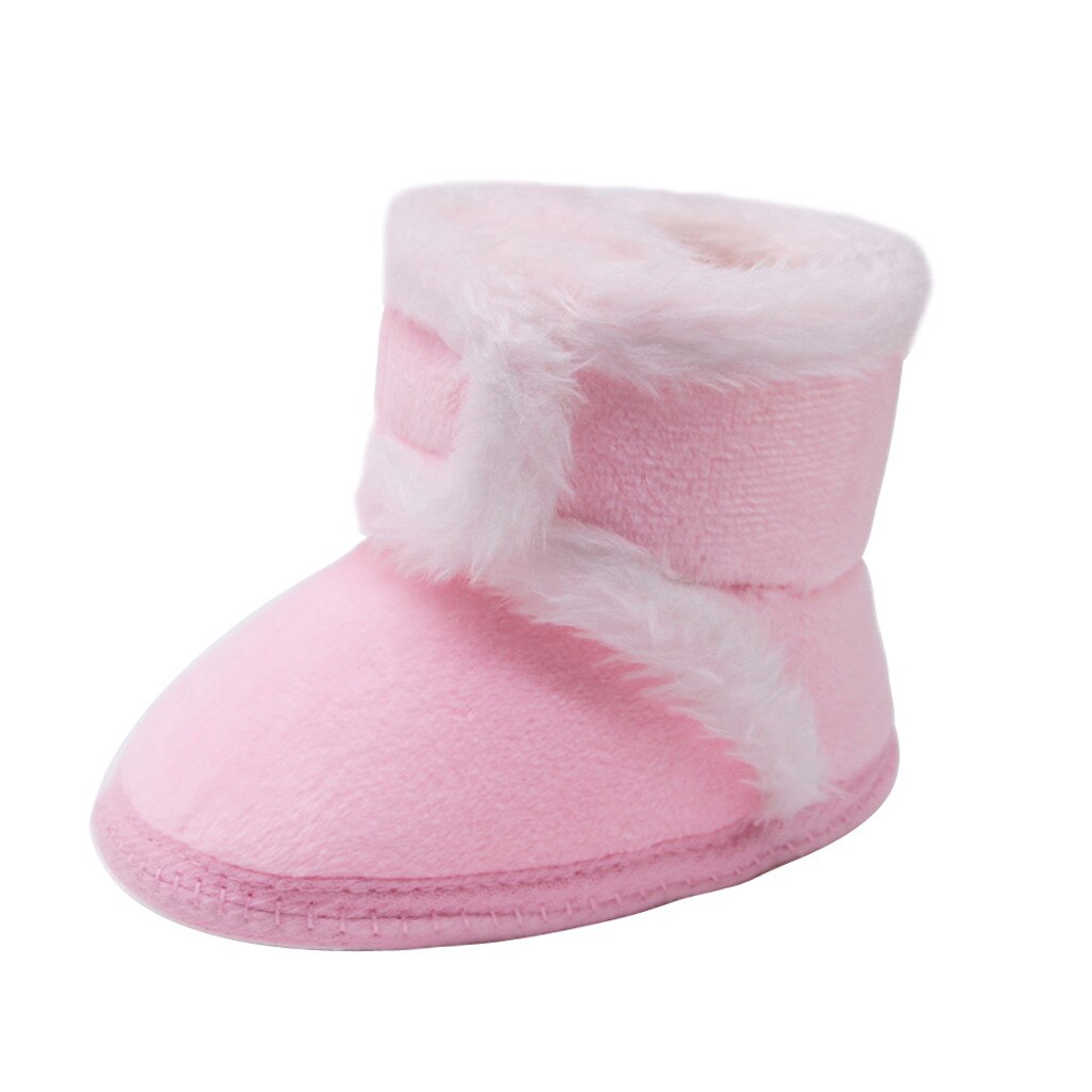 Novo bebê mais botas de veludo do bebê recém-nascido meninas cashmere de pelúcia botas de inverno bandagem manter sapatos quentes adesivos mágicos sapatos da criança: Pink  / 13