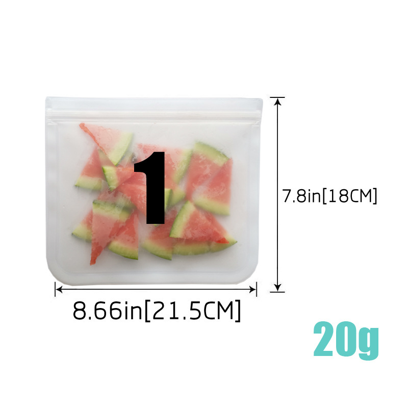 1pc peva silikone madopbevaringspose tyk genanvendelig frysepose lækagetæt top zip lock poser køkken organizer frisk opbevaringstaske: 21.5 x 18cm 20g