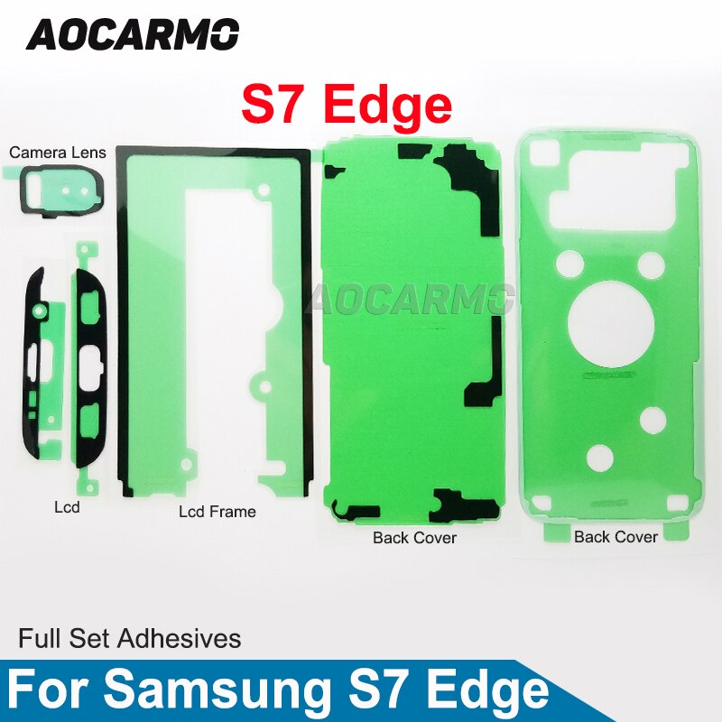 Aocarmo Lcd-scherm + Achterkant + Batterij + Camera Lens Sticker Volledige Set Plakband Voor Samsung Galaxy S7 Edge GM-G935