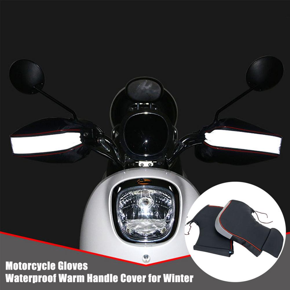 Motorfiets Stuur Handschoenen Grip Covers Moffen Met Reflecterende Strip Winddicht Waterdicht Warm Bike Motorbike Hand Cover