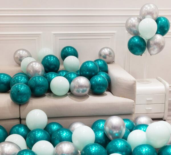 30 Pcs 15 Sets 10inch Double Layer Parel Teal Green Latex Ballon Turquoise Helium Premium Ballonnen Verjaardag Bruiloft decor: 07