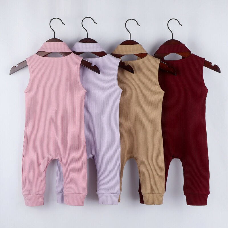 0-24m spedbarn baby jente gutt romper solide ermeløs nydelig jumpsuit+hodebånd 2 stk antrekk klær sommer