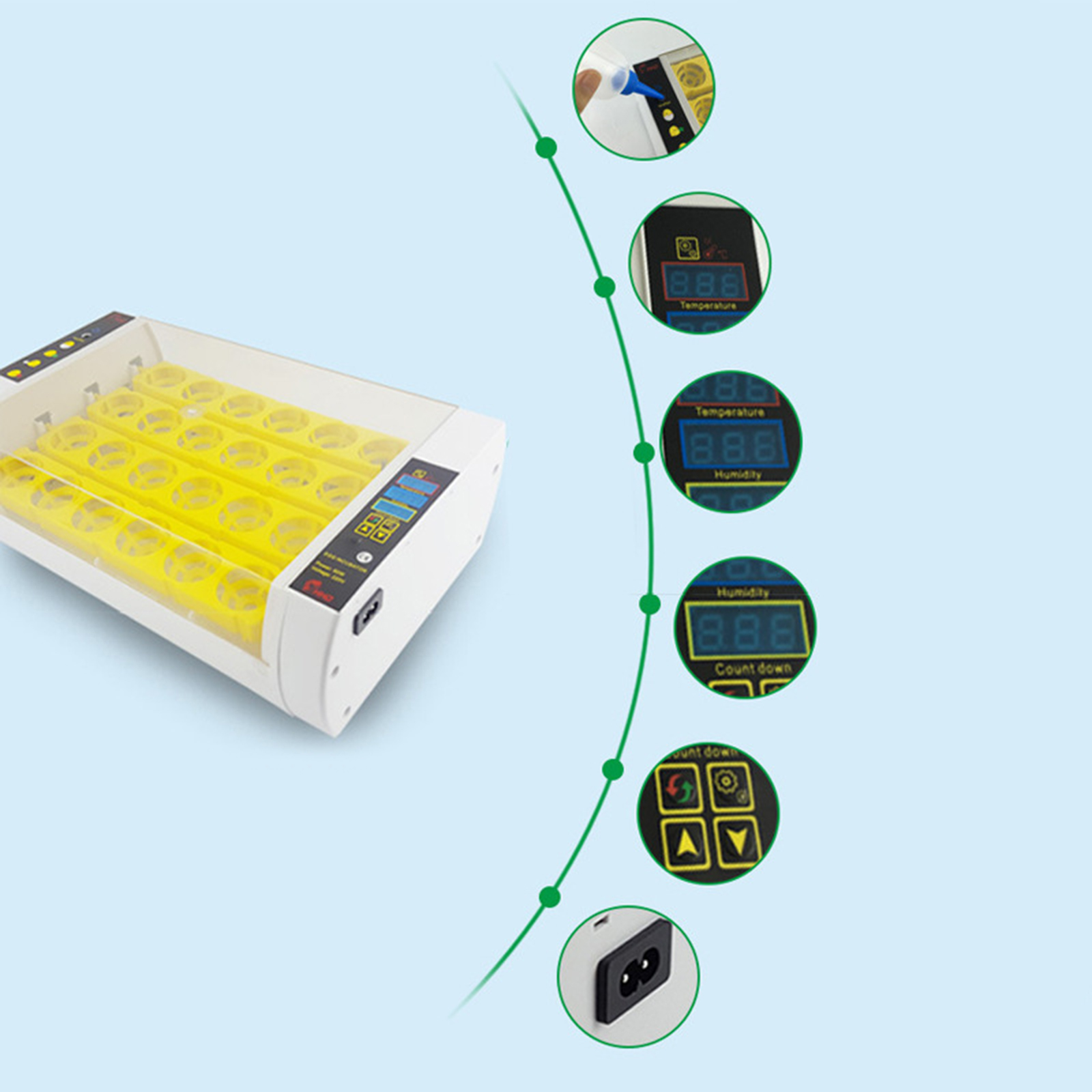 Digital Egg Incubator Hatcher w Temperature Control Automatic Turning 24Eggs